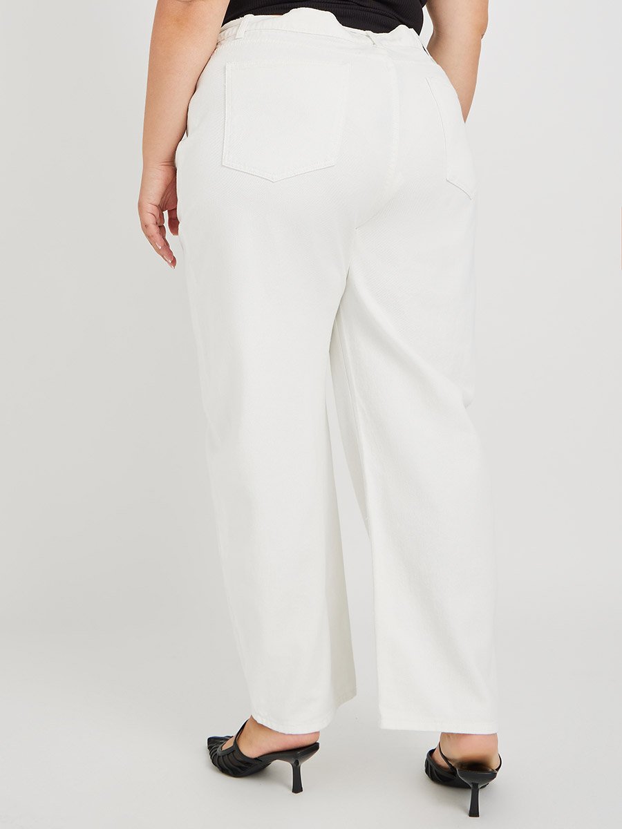 Plus Size High Rise Denim Joggers with Drawstring