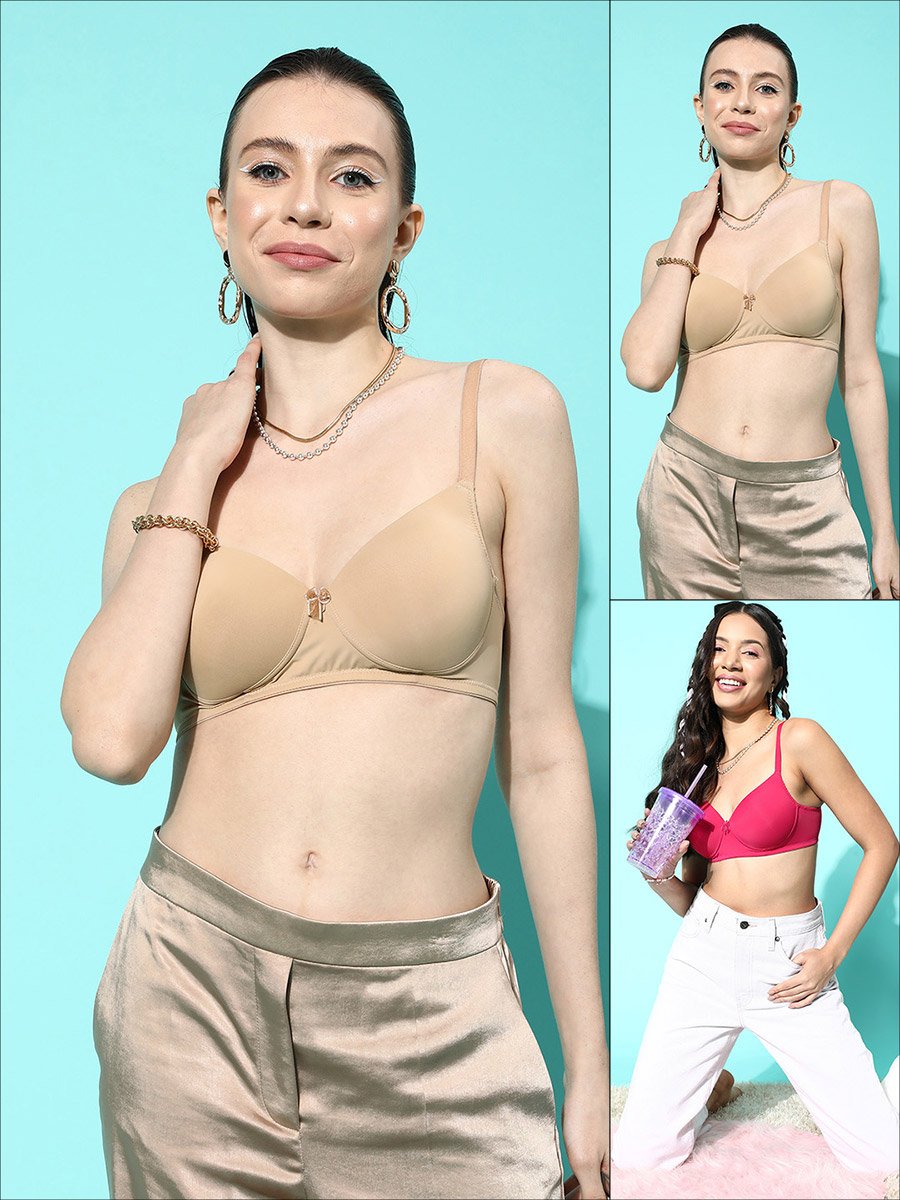 Pack of 2 - Solid Padded Non-Wired T-Shirt Bra