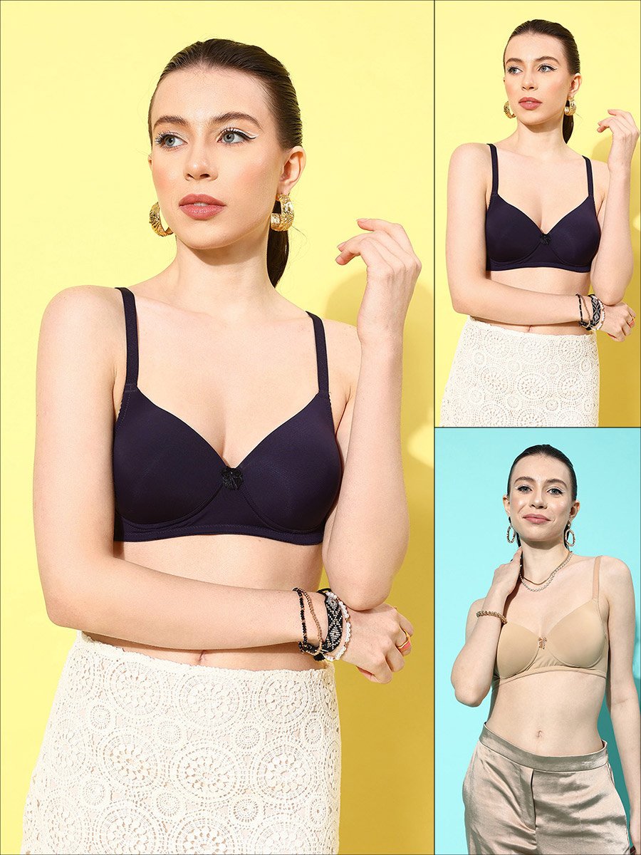 Pack of 2 - Solid Padded Non-Wired T-Shirt Bra