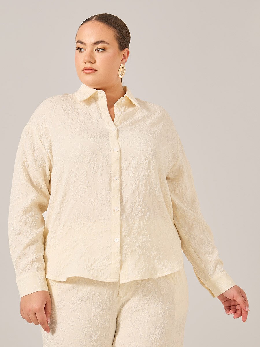Plus Size Oversized Jacquard Shirt