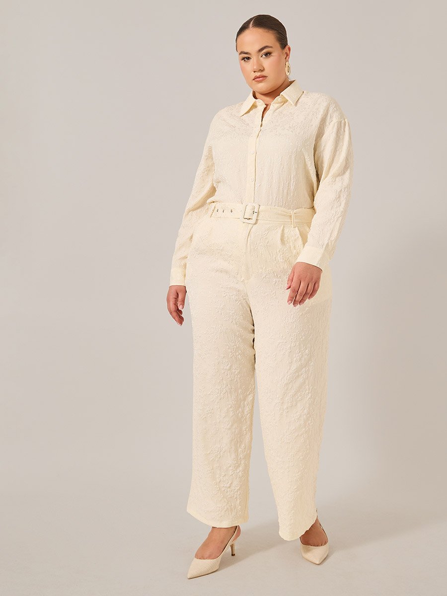 Plus Size Oversized Jacquard Shirt