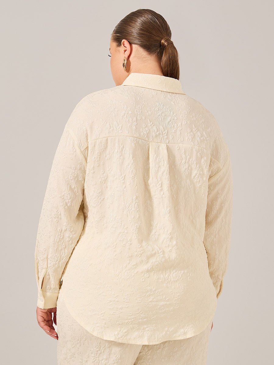 Plus Size Oversized Jacquard Shirt