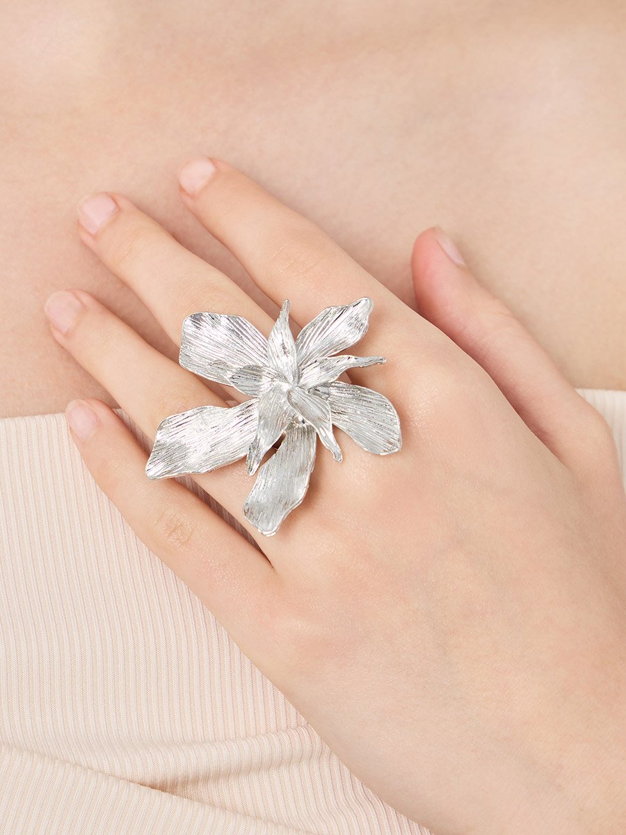 Textured Flower Accent Ring