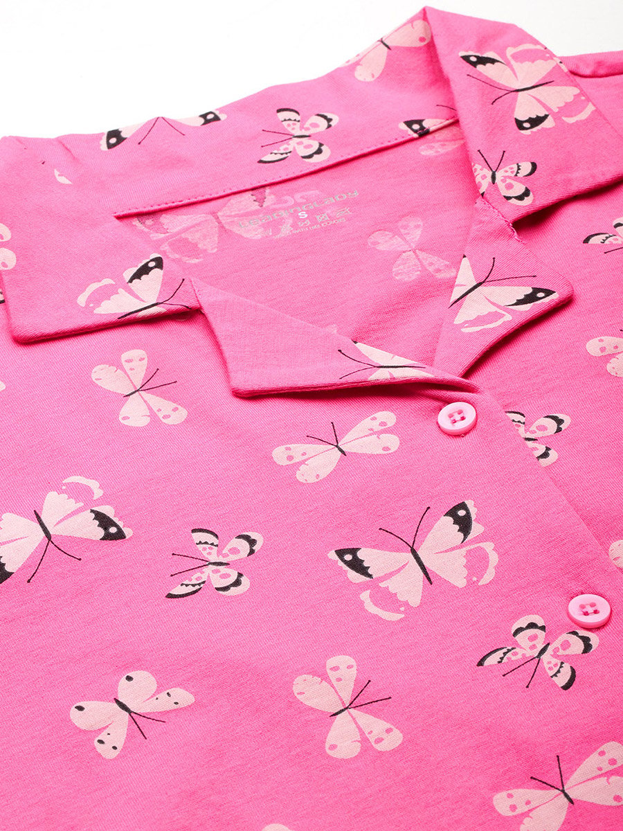 Butterfly Print Cotton Shirt and Pyjama Set