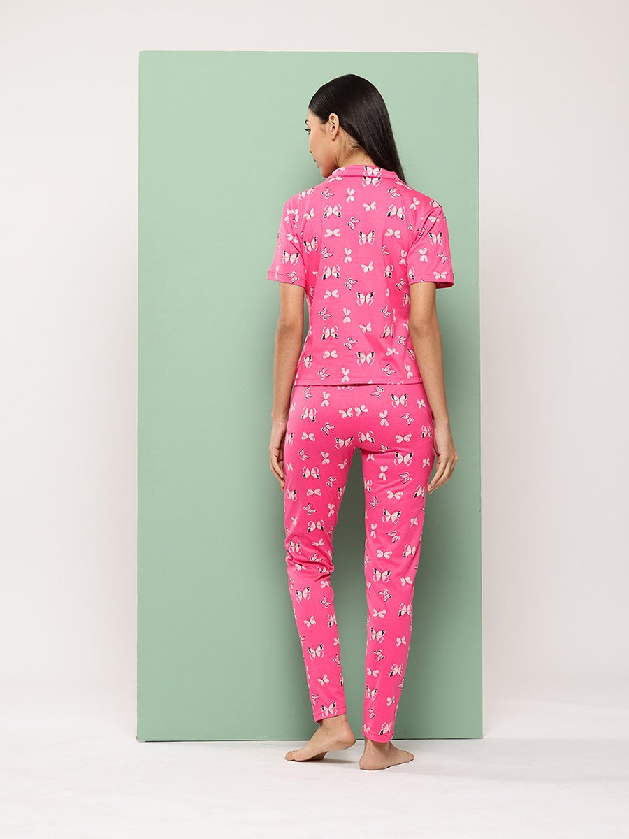 Butterfly Print Cotton Shirt and Pyjama Set