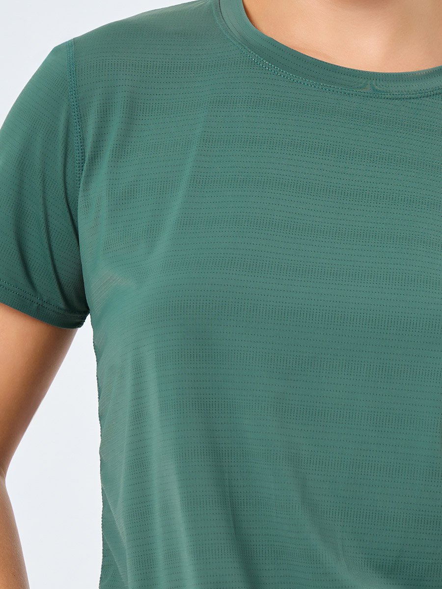 Textured Curved Hem Short Sleeve Top