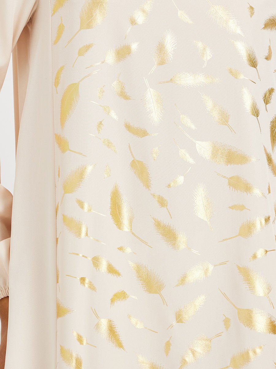Foil Printed Cuffed Sleeves Jalabiya