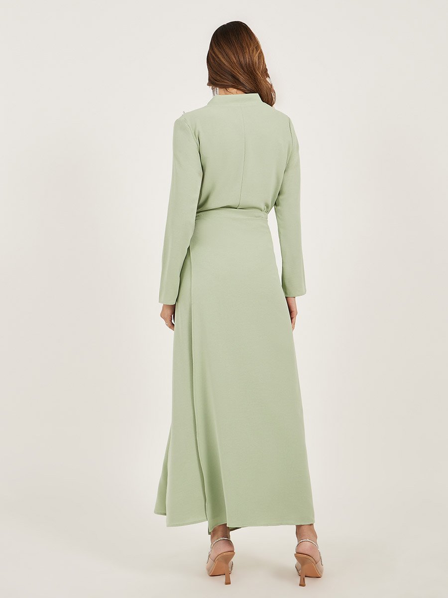 Lace Detail V Neck Wrap Look Jalabiya