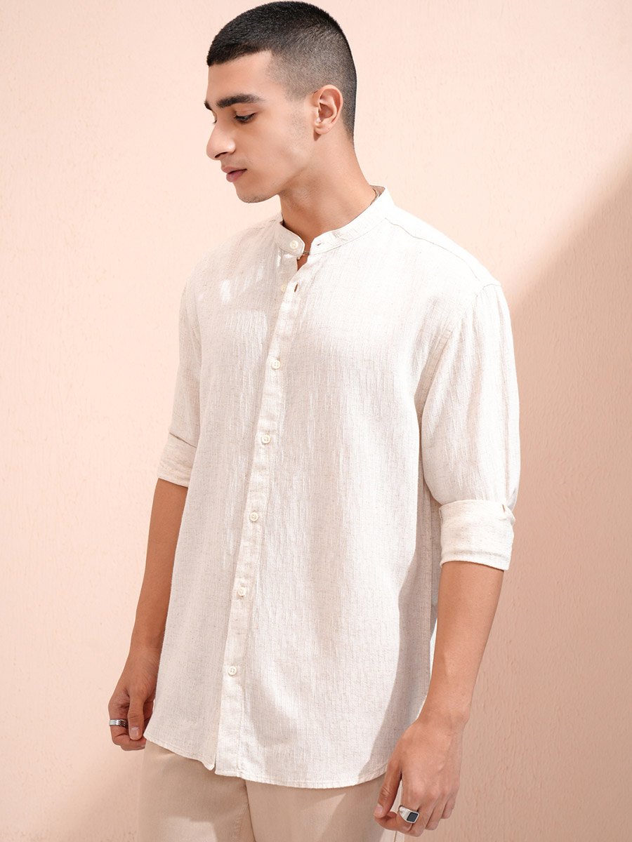 Textured Relaxed Fit Collared Shirt