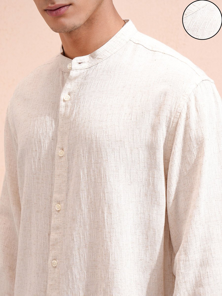 Textured Relaxed Fit Collared Shirt