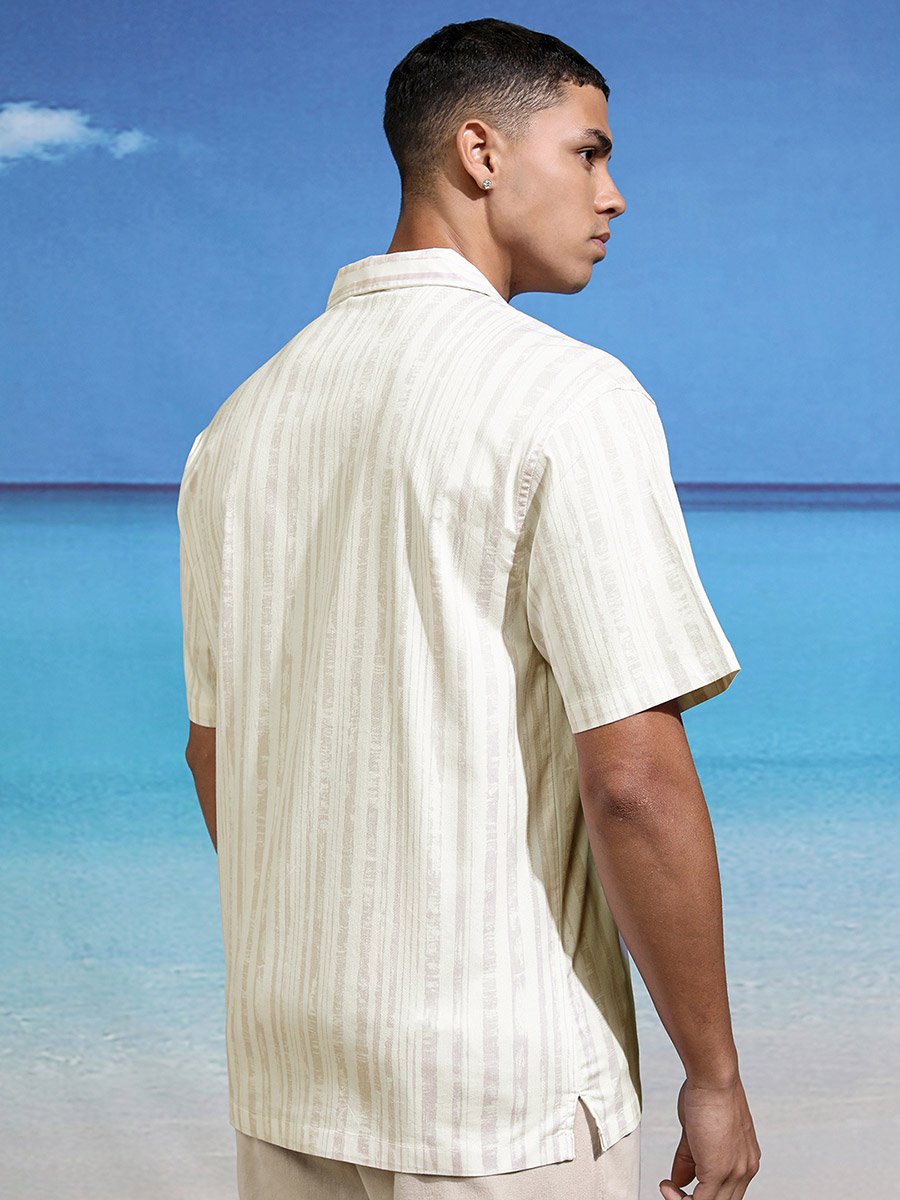 Relaxed Fit Striped Short Sleeve Shirt