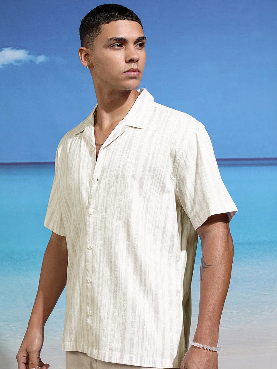 Relaxed Fit Striped Short Sleeve Shirt