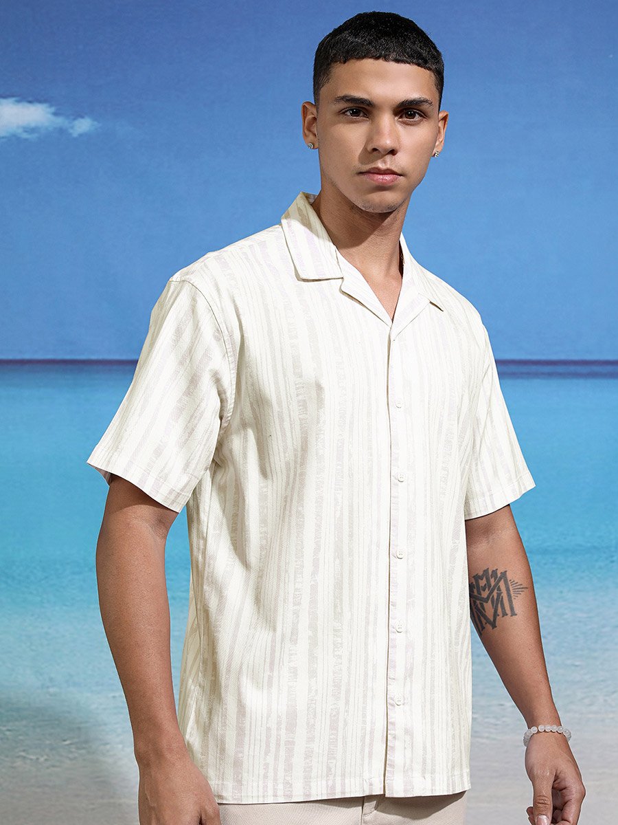 Relaxed Fit Striped Short Sleeve Shirt