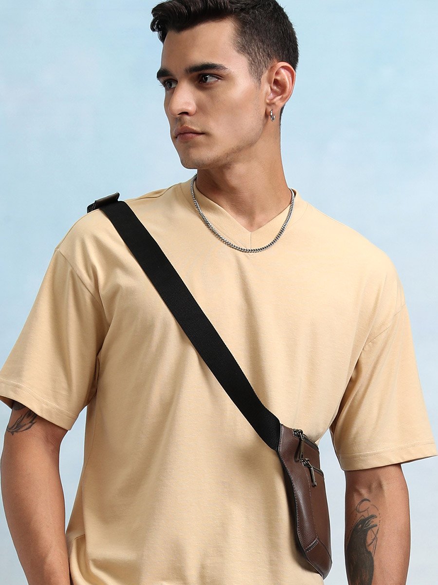 Solid Regular Fit V-Neck T-Shirt