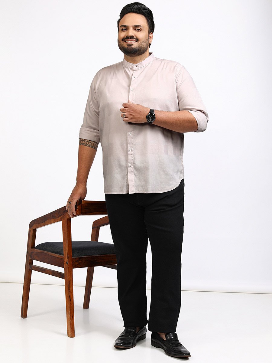 Plus Size Mandarin Collar Shirt