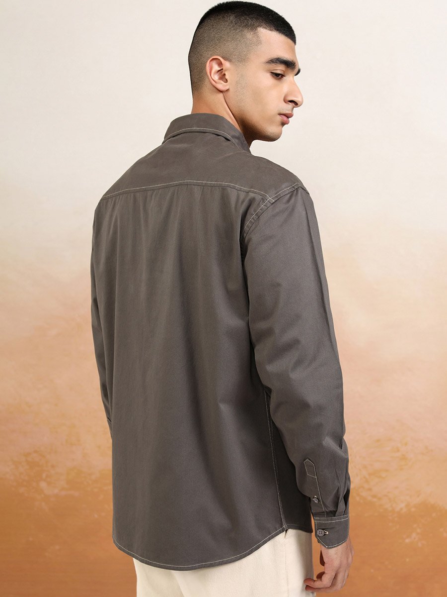 Relaxed Fit Collared Shirt with Pockets