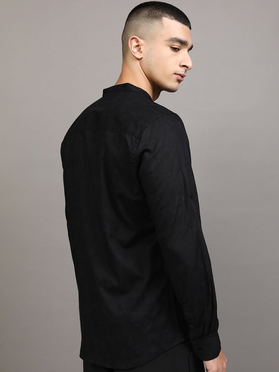 Regular Fit Mandarin Collar Shirt