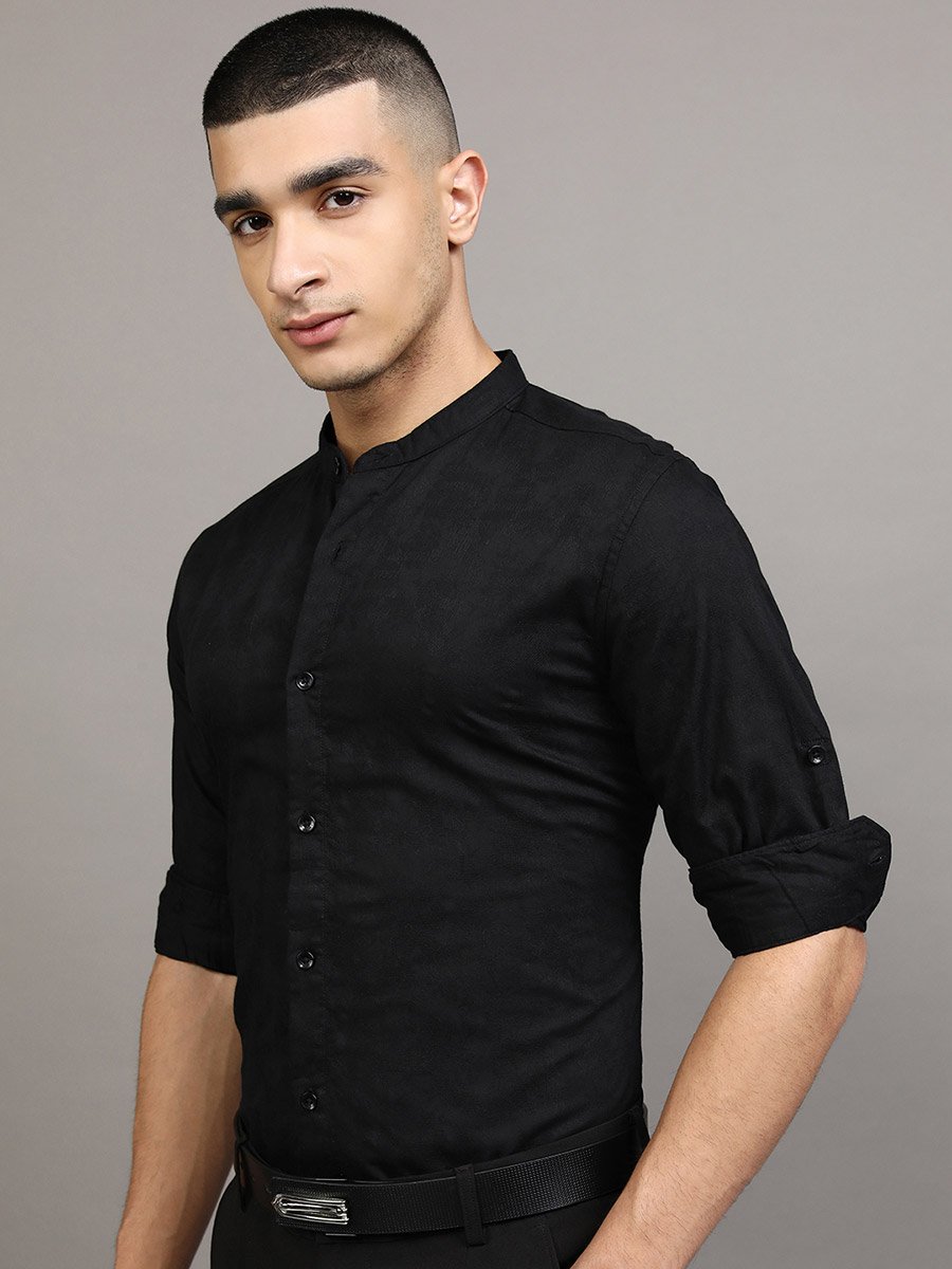 Regular Fit Mandarin Collar Shirt