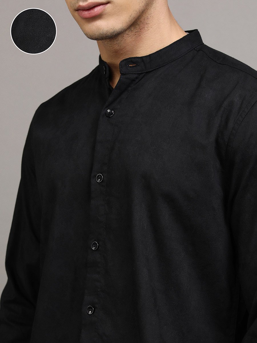 Regular Fit Mandarin Collar Shirt