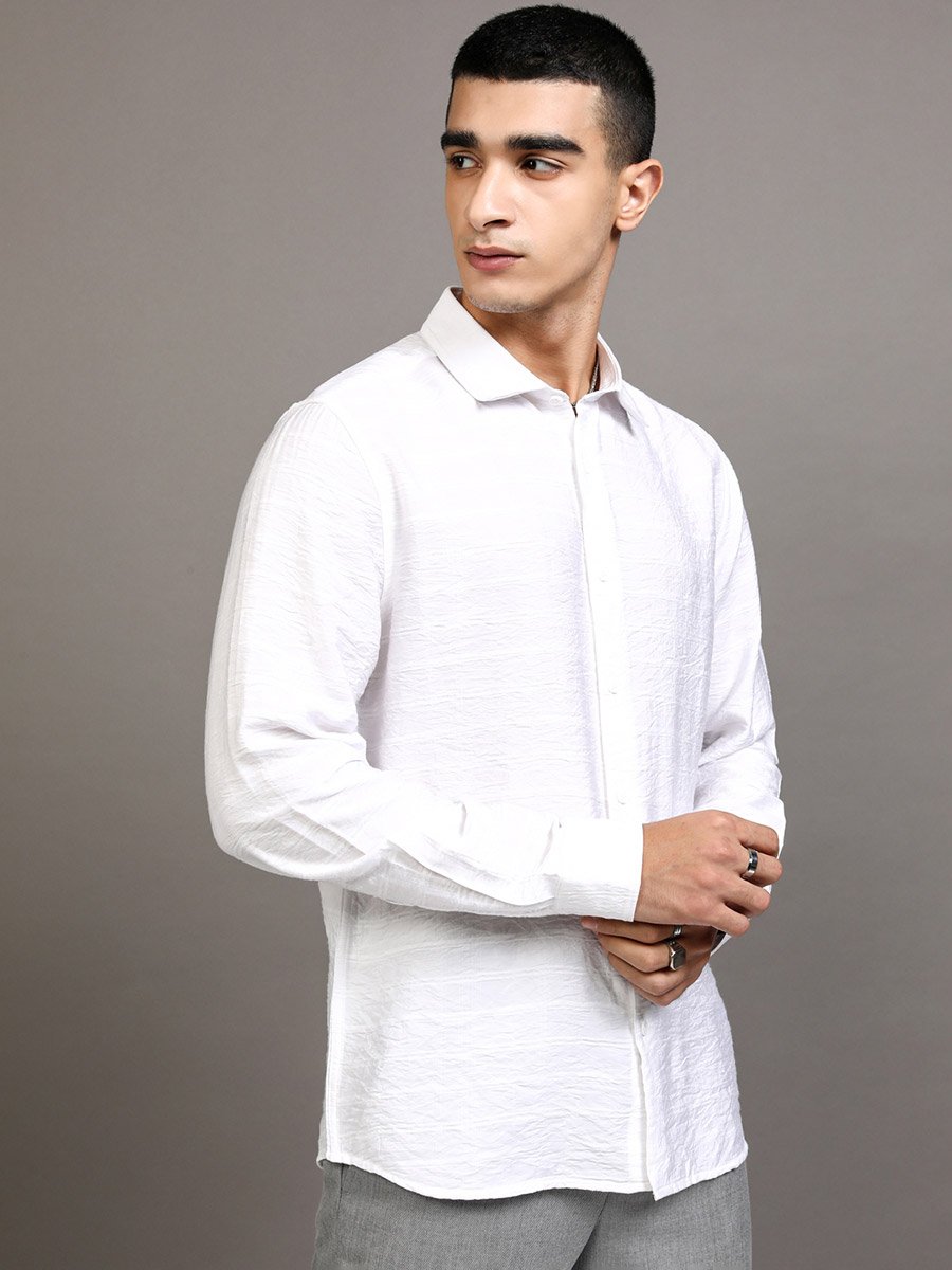 Textured Slim Fit Collared Shirt