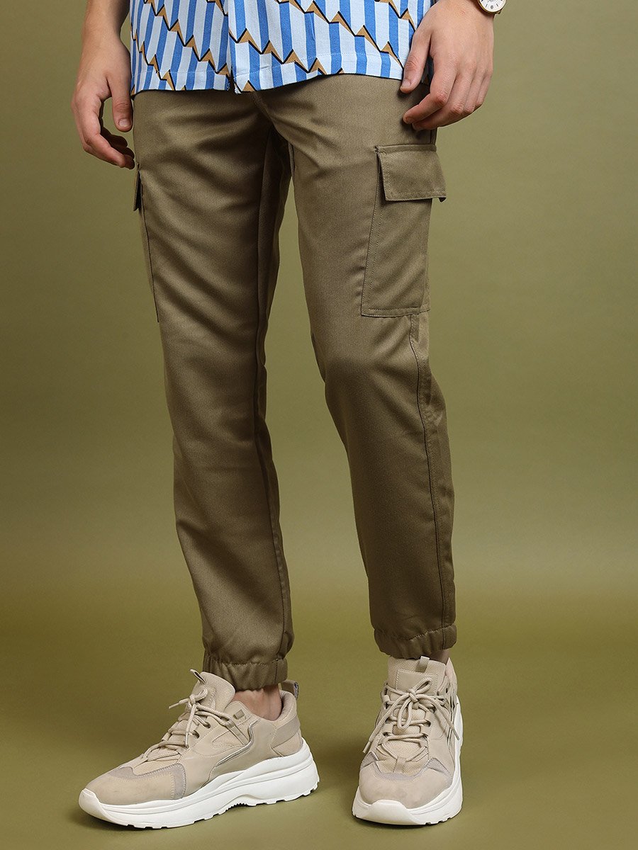 Mid Rise Slim Fit Drawstring Cargo Joggers
