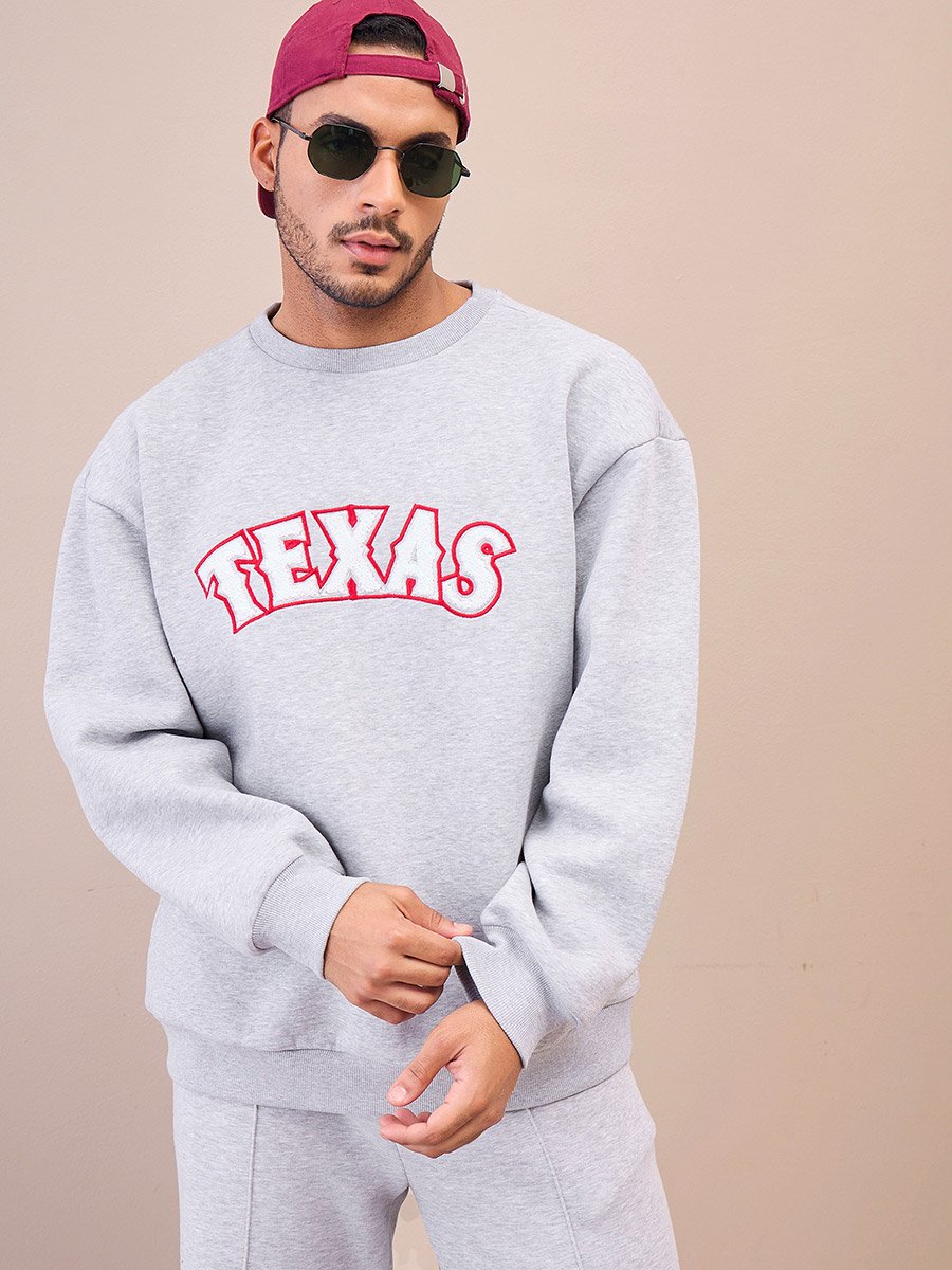Embroidered Round Neck Oversize Sweatshirt