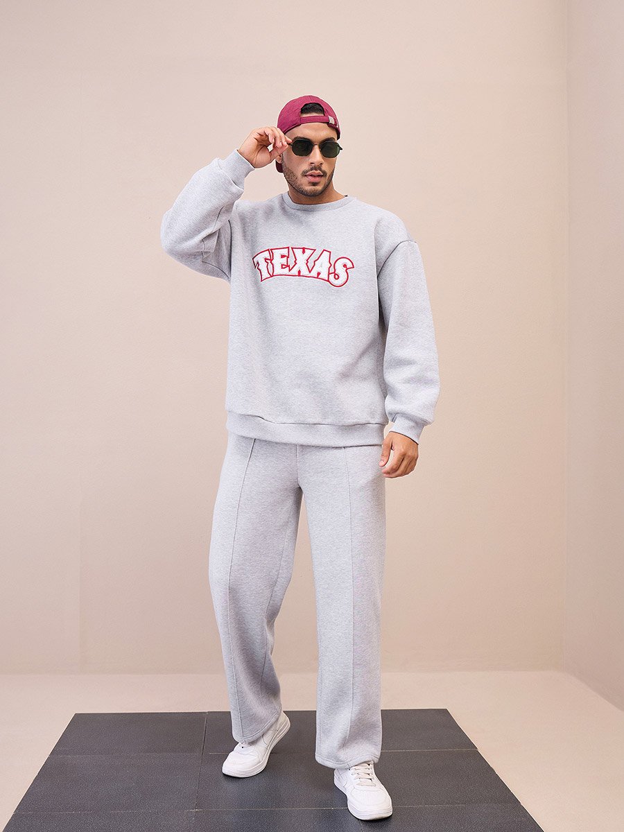 Embroidered Round Neck Oversize Sweatshirt