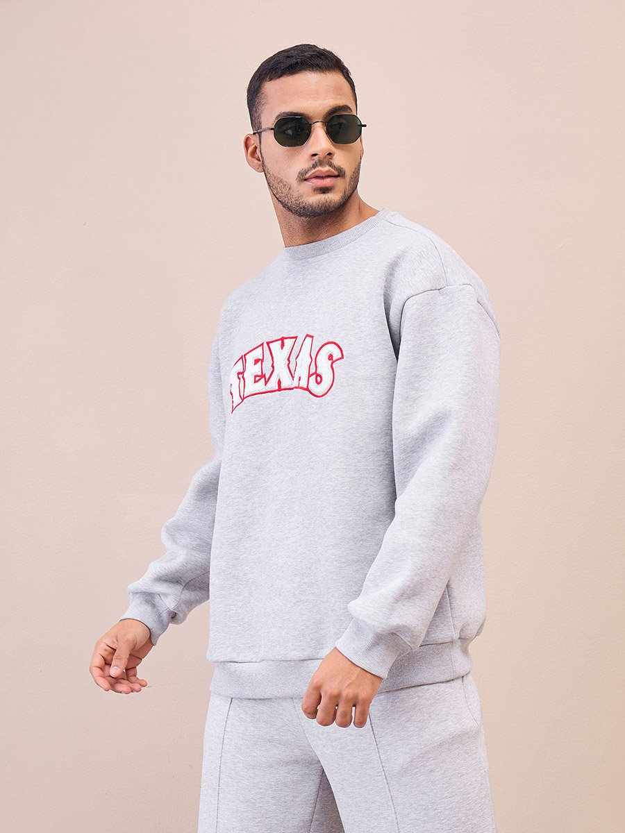 Embroidered Round Neck Oversize Sweatshirt