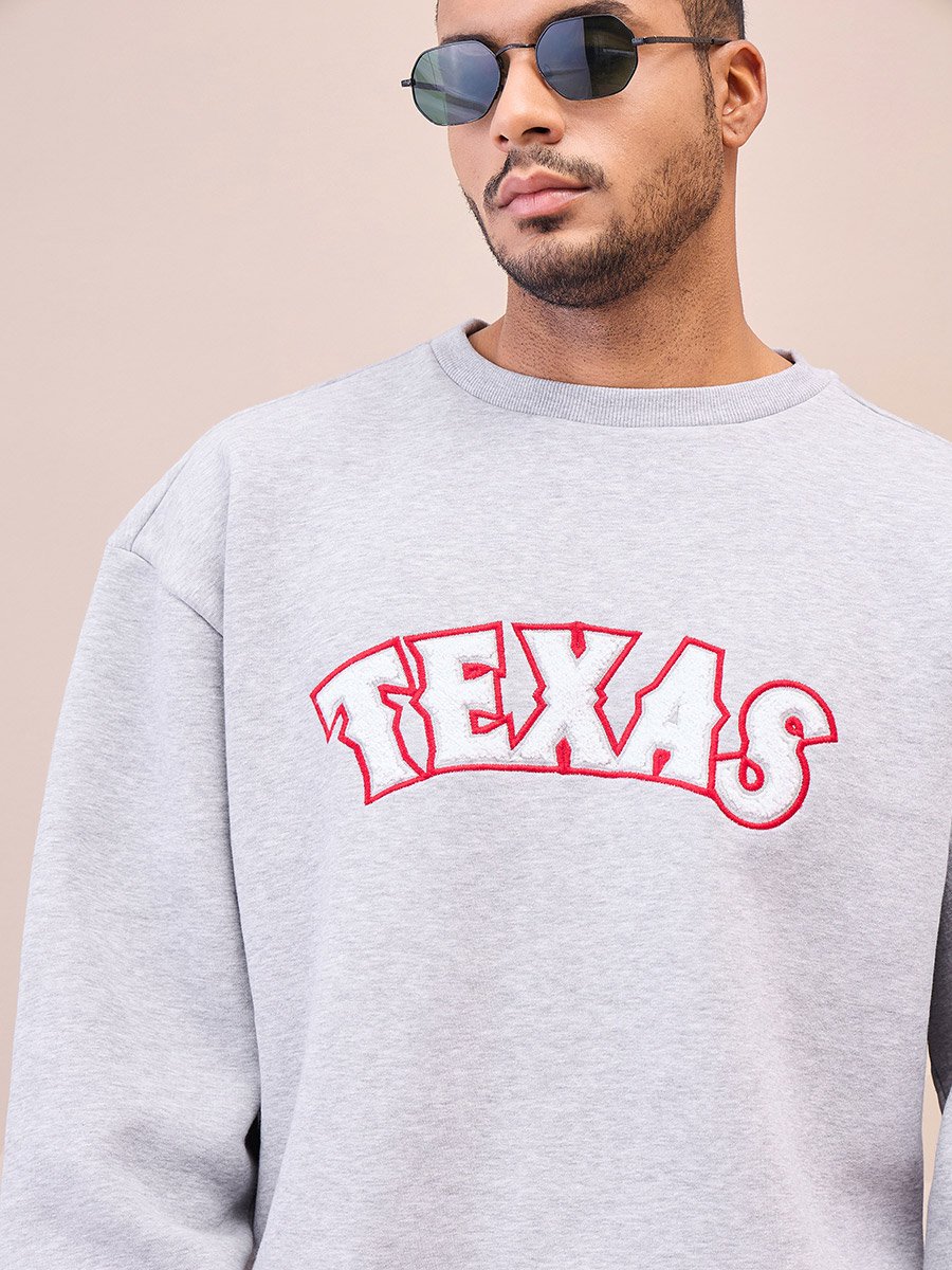 Embroidered Round Neck Oversize Sweatshirt