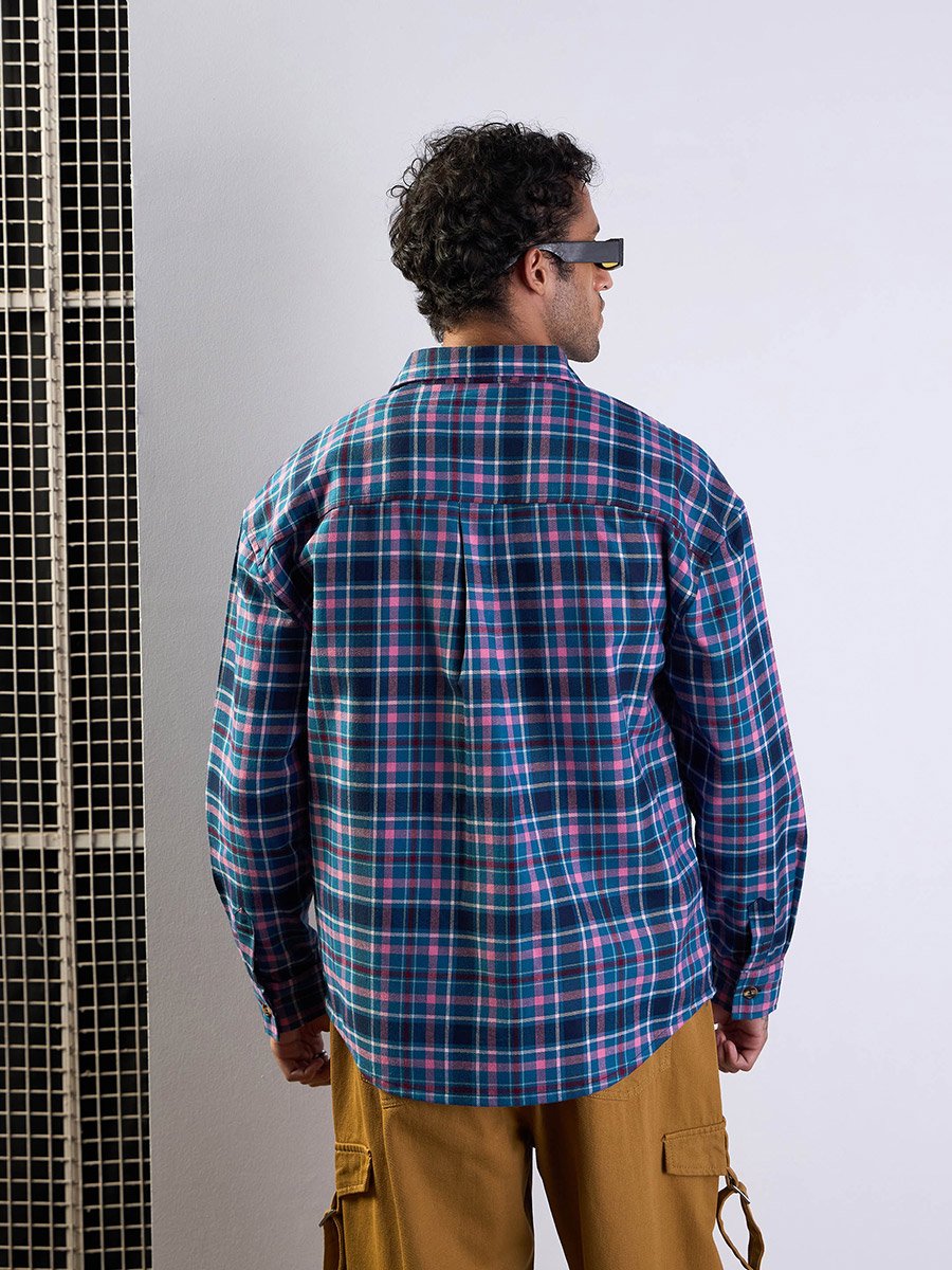 Checked Flap Pocket Oversize Shirt