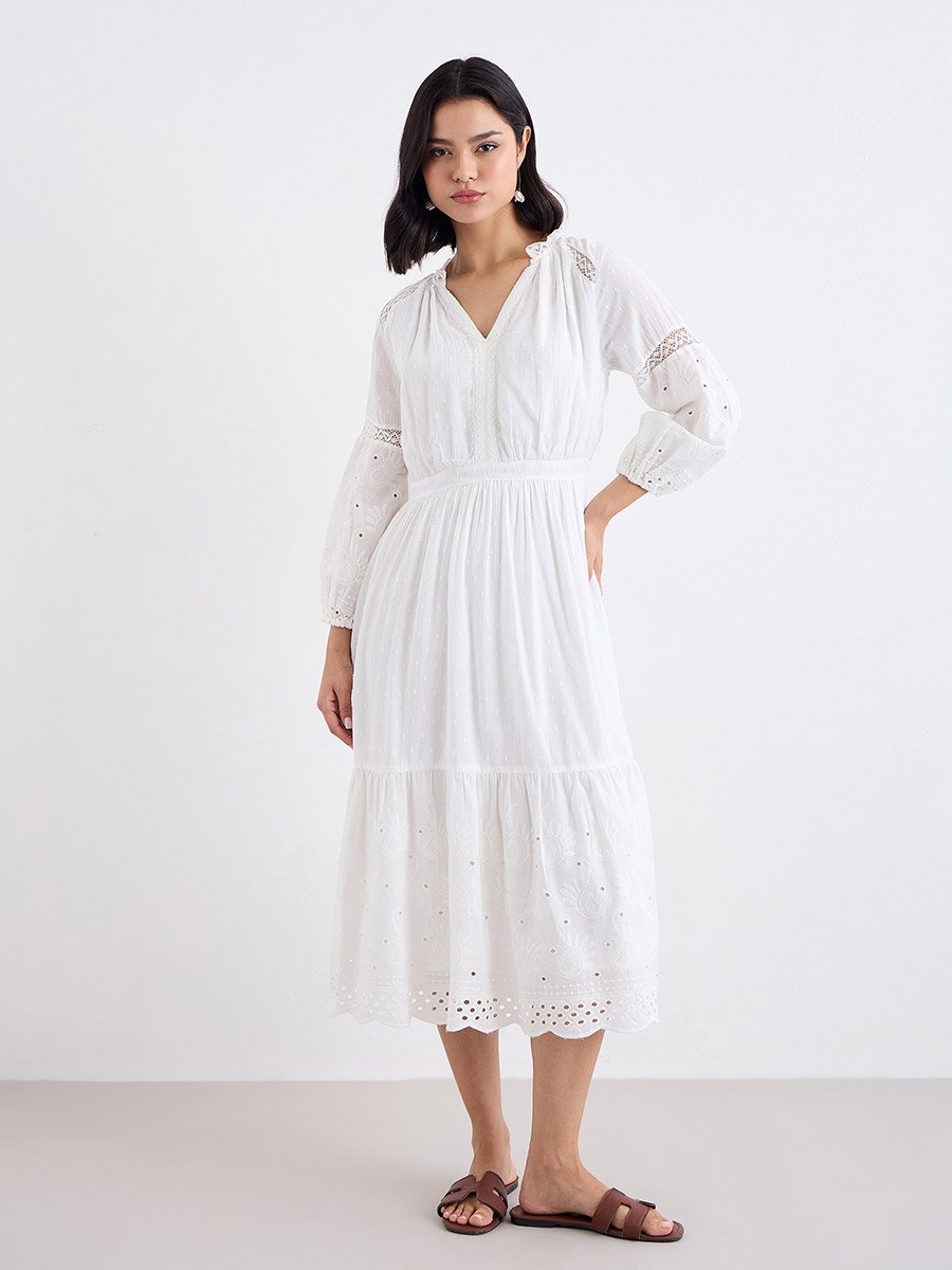 Petite Maxi River Island Maxi Shirt Dress White Embroidered A-Line Midi  Dress For Women At UAE Styli