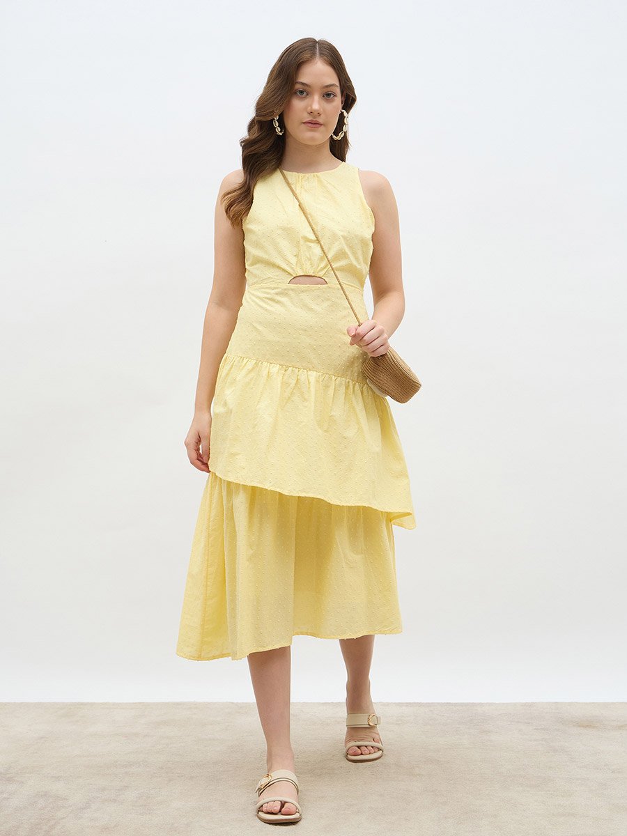Solid Sleeveless Layered Midi Dress
