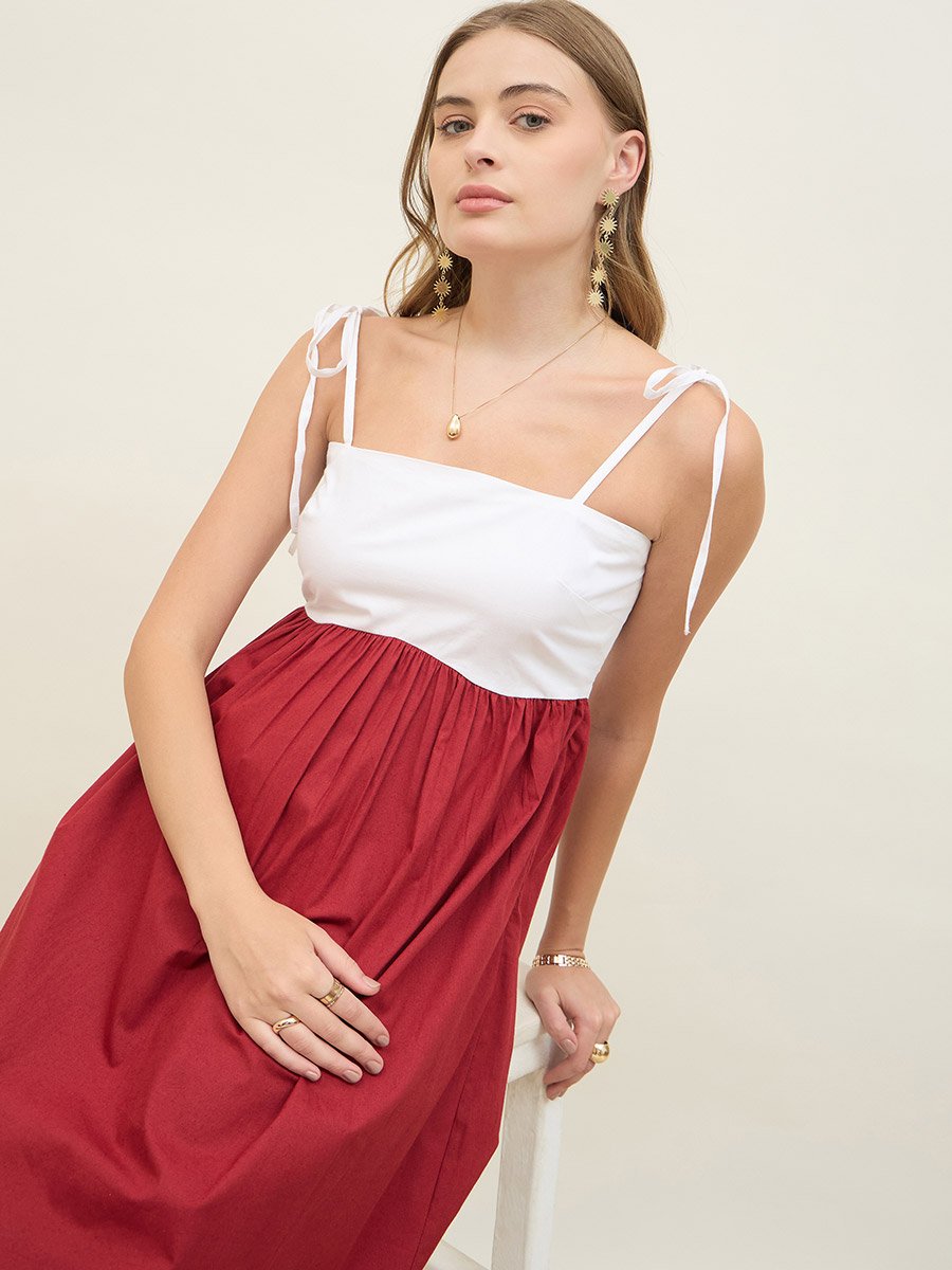 strappy a line midi dress Paxton A-line Strappy Linen Midi Dress