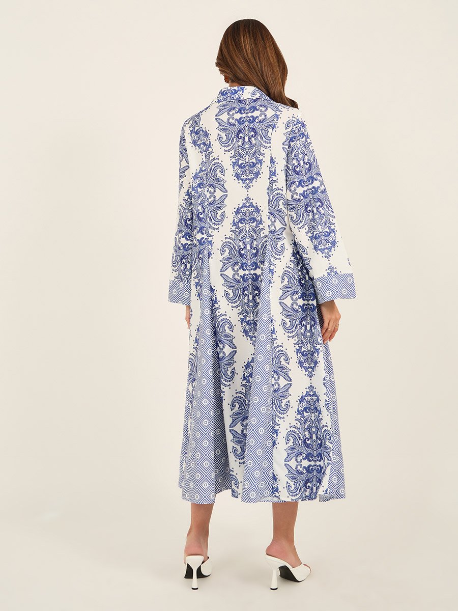 All-Over Print Collared Flared Jalabiya