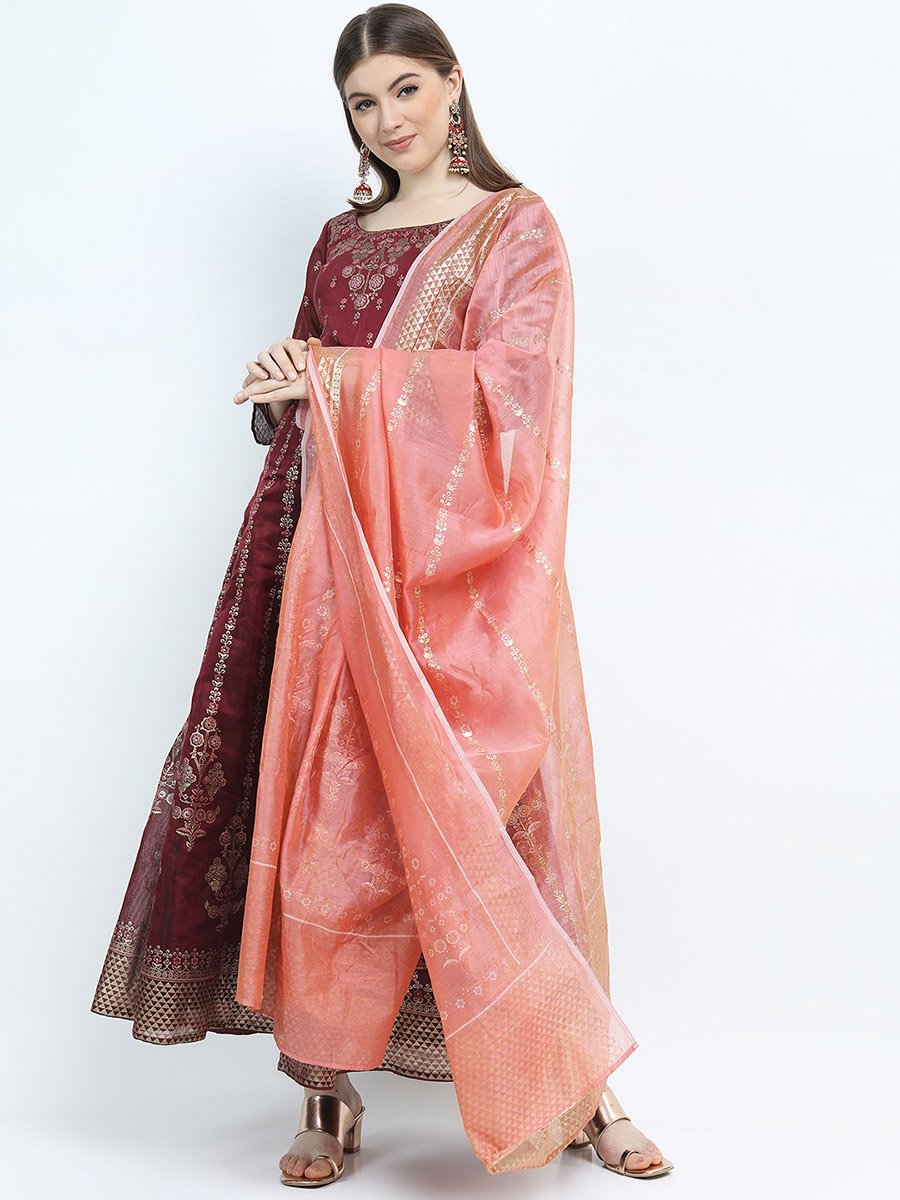 a line ethnic dress A-line Maxi Ethnic Dress With Jacket XL-42