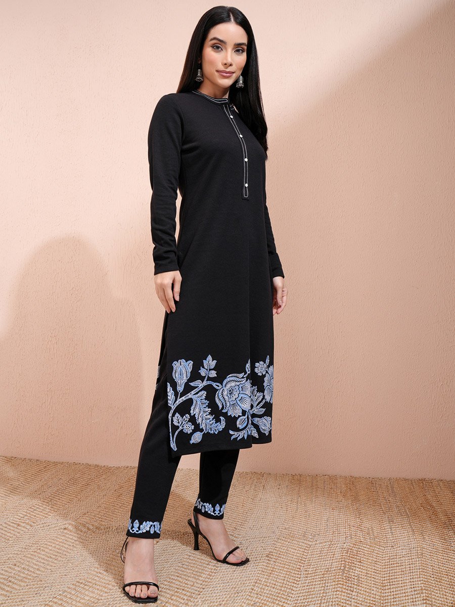 Ethnic Motifs Floral Print Regular Fit Kurta with Trousers Set