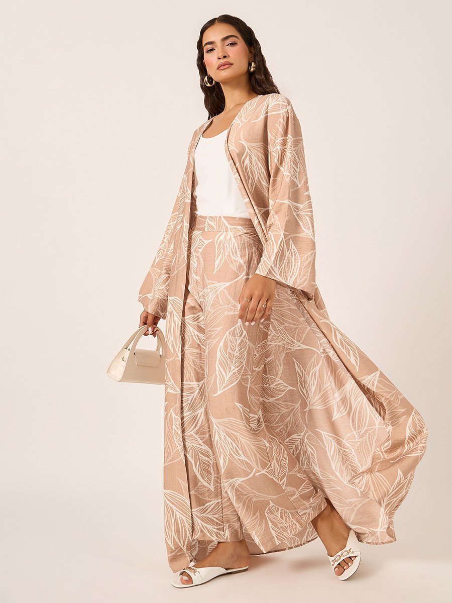 Floral Print Kimono and Wide Leg Trousers Co-Ords