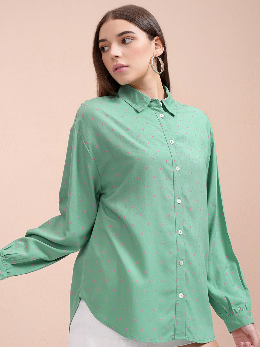 green polka dot dress shirt ALAIA DEEP PLUNGE KAFTAN MINI DRESS main image 1