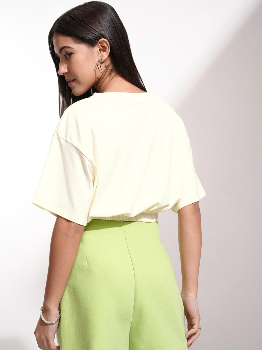 Graphic Print Round Neck Cotton Boxy T-shirt