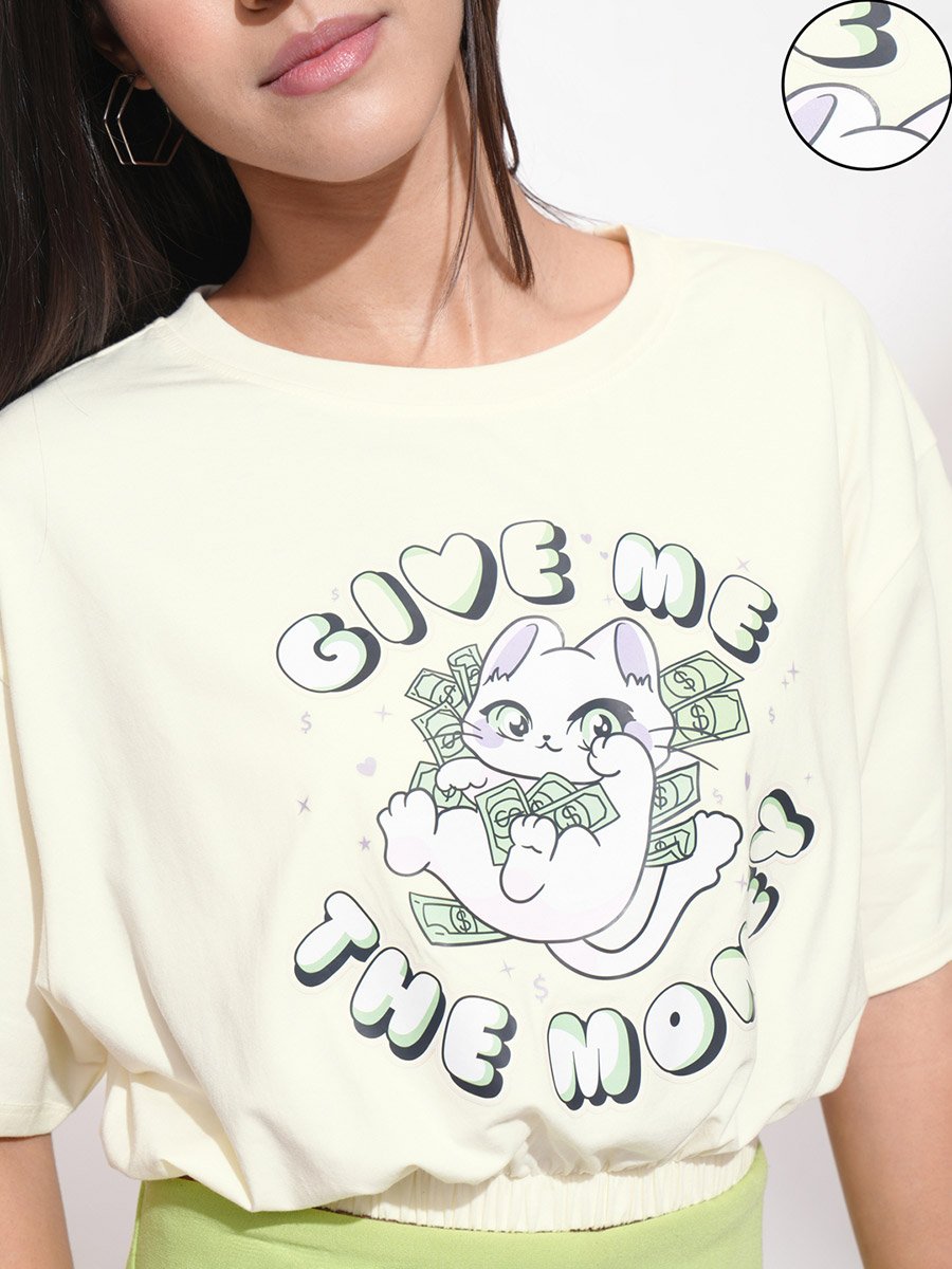 Graphic Print Round Neck Cotton Boxy T-shirt