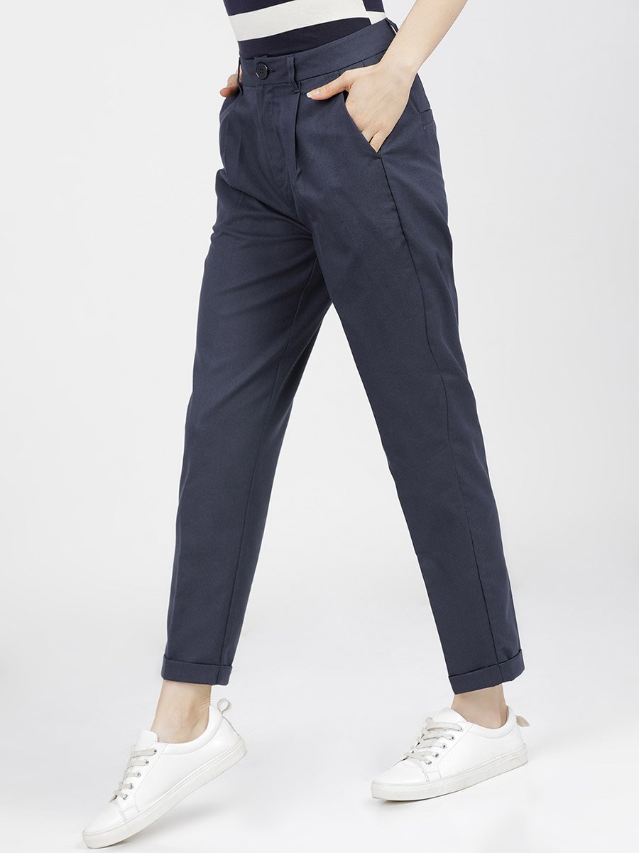 High Rise Pleated Crop Trousers