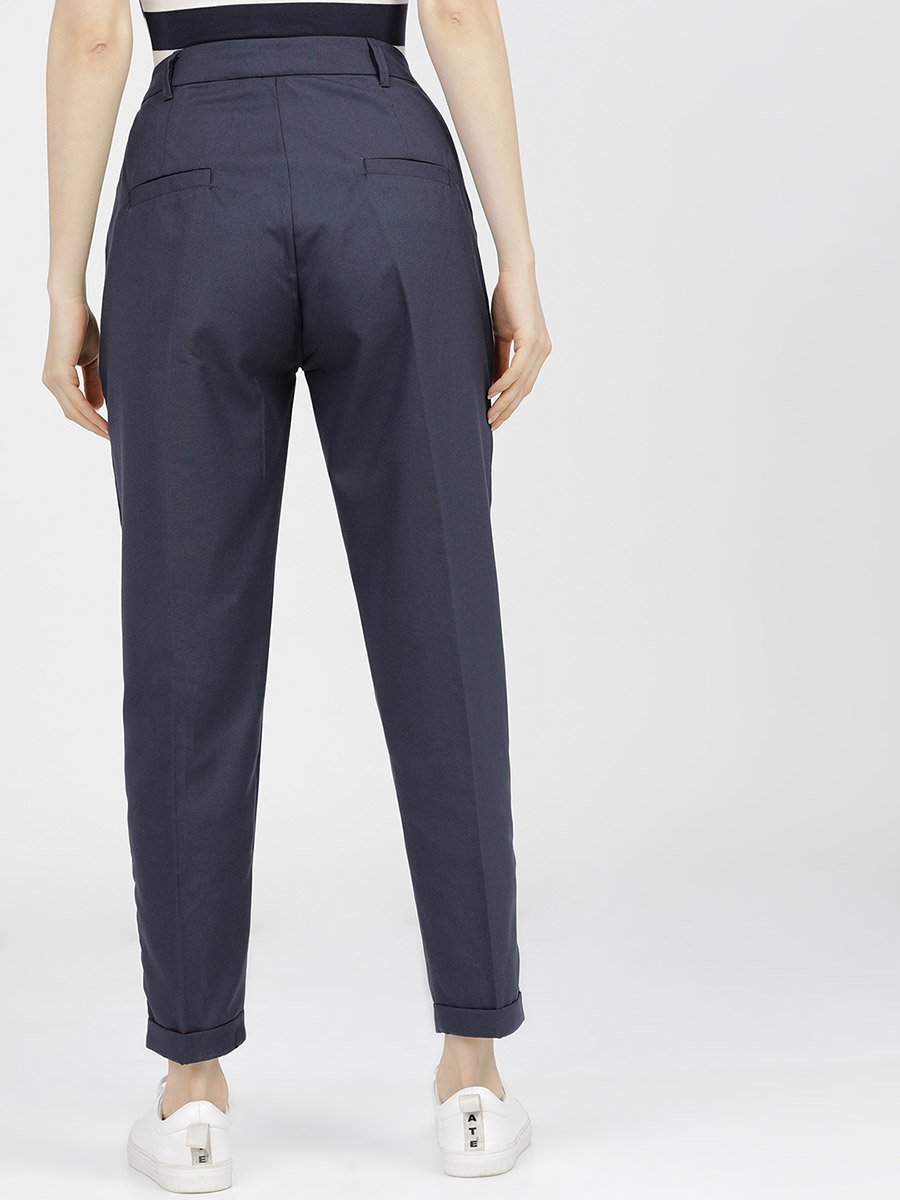 High Rise Pleated Crop Trousers
