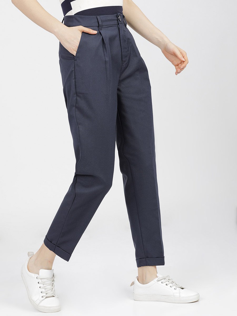 High Rise Pleated Crop Trousers
