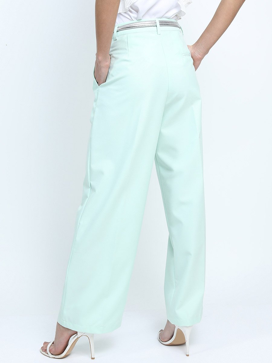 Mid Rise Parallel Trousers with Belt Loop