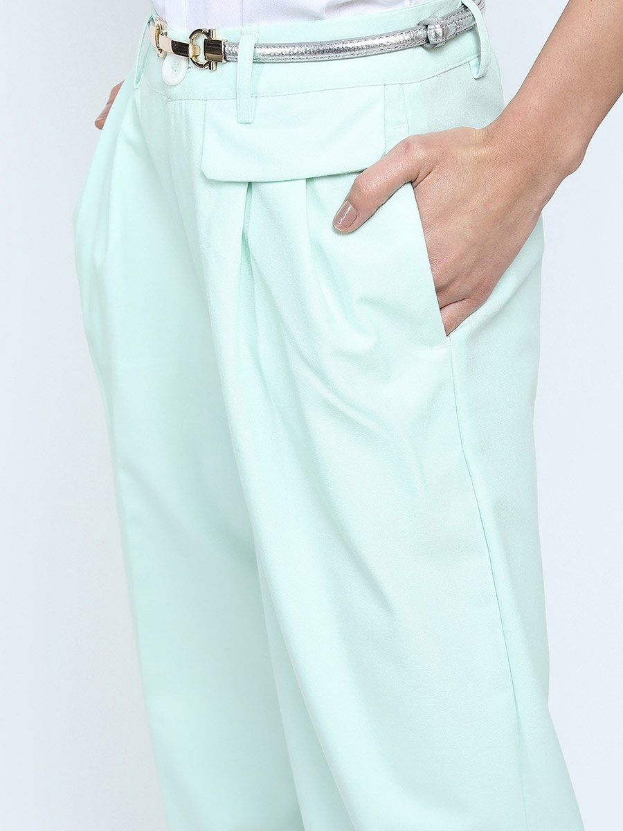 Mid Rise Parallel Trousers with Belt Loop