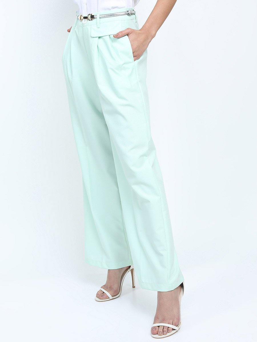 Mid Rise Parallel Trousers with Belt Loop
