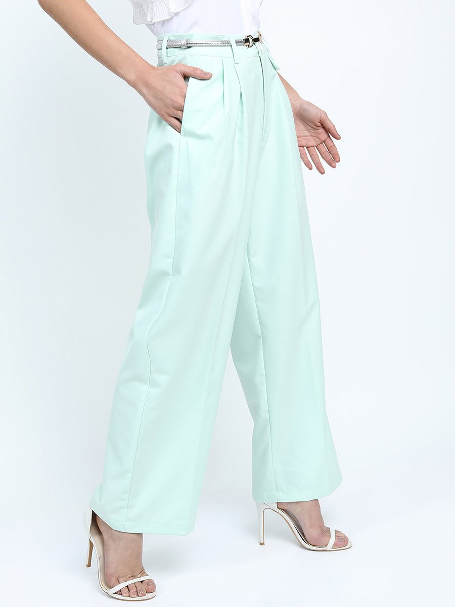 Mid Rise Parallel Trousers with Belt Loop