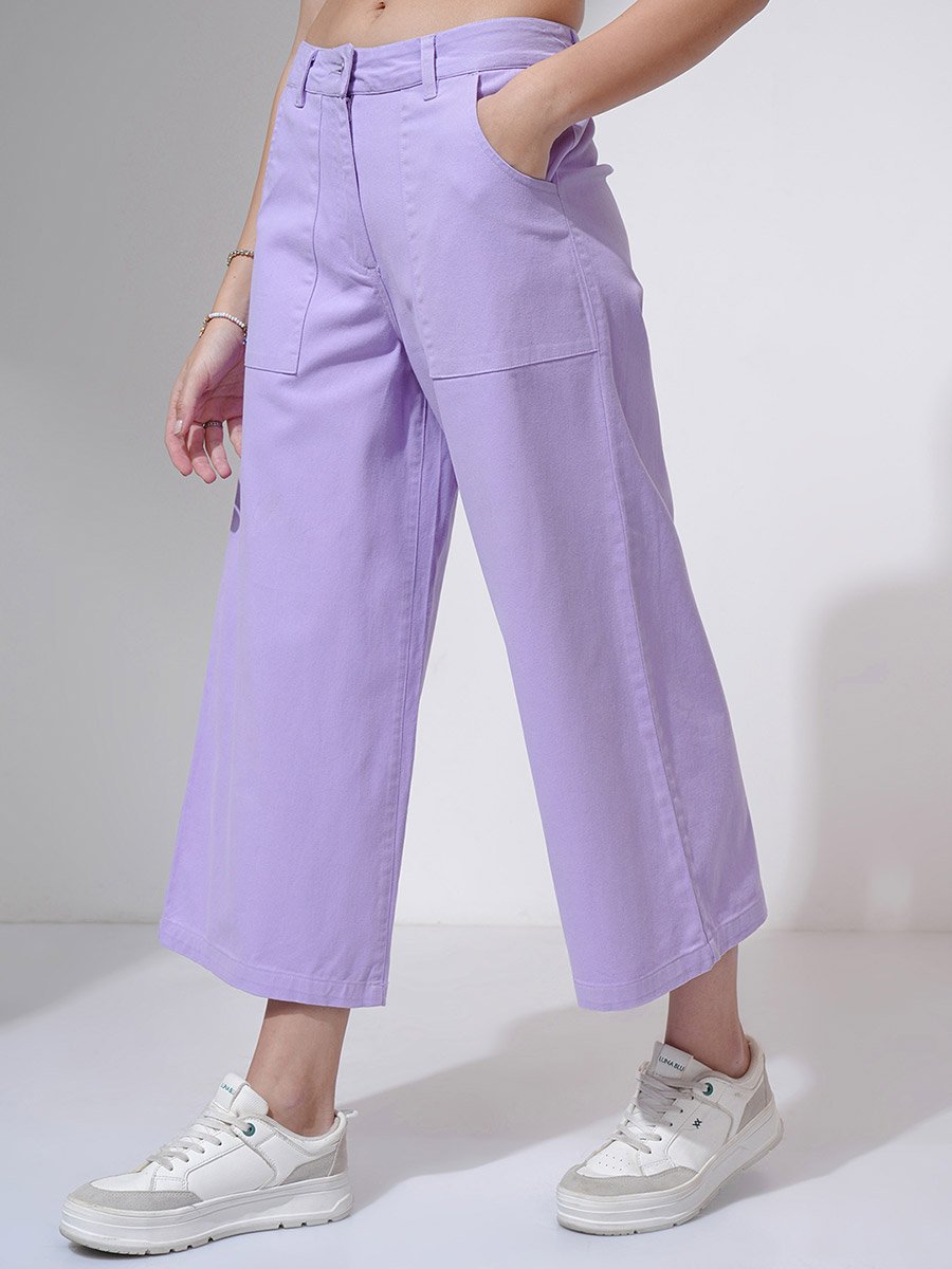 Wide Leg Mid Rise Trousers