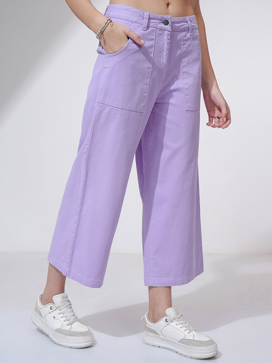 Wide Leg Mid Rise Trousers