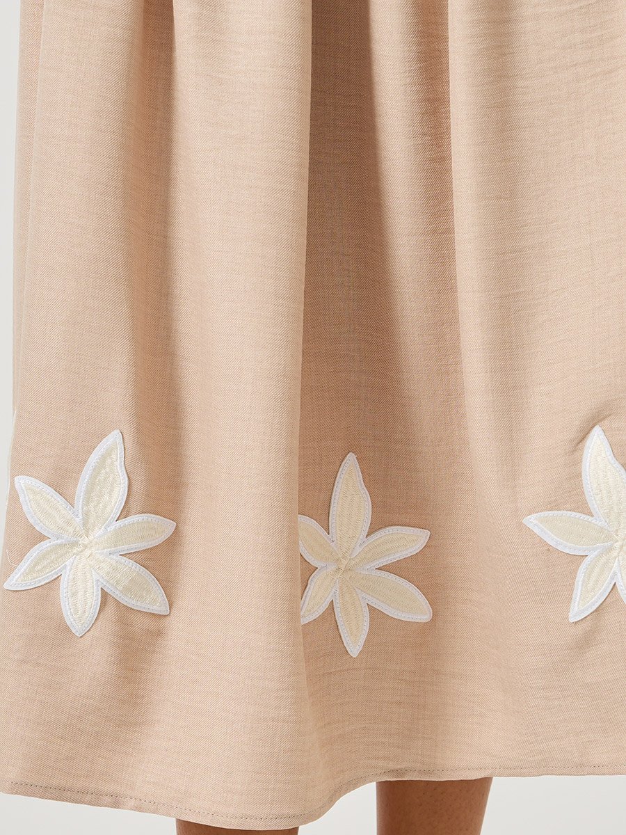 Flower Applique Strappy A-Line Midi Dress